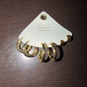 Free People 14K Gold Plated Hoop Earrings (3 Pairs)